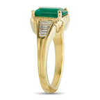 18K Yellow Gold 0.45ct Diamond and Emerald Ring