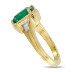 18K Yellow Gold 0.45ct Diamond and Emerald Ring