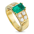 18K Yellow Gold Diamond and 1.79ct Emerald Ring