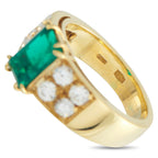 18K Yellow Gold Diamond and 1.79ct Emerald Ring
