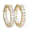 18K yellow gold inside-out hoop earrings with baguette-cut diamond rows, side view