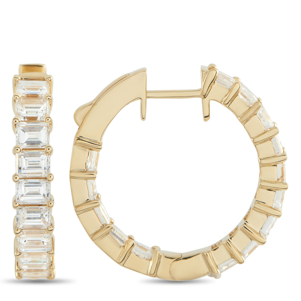18K Yellow Gold 4.0ct Diamond Inside-Out Hoop Earrings