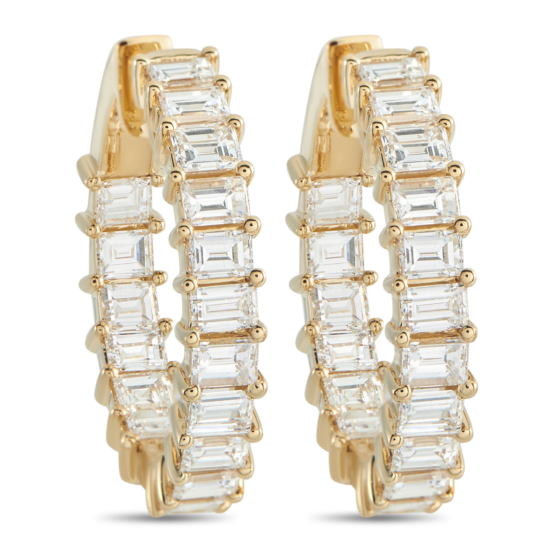 18K Yellow Gold 5.0ct Diamond Inside-Out Hoop Earrings