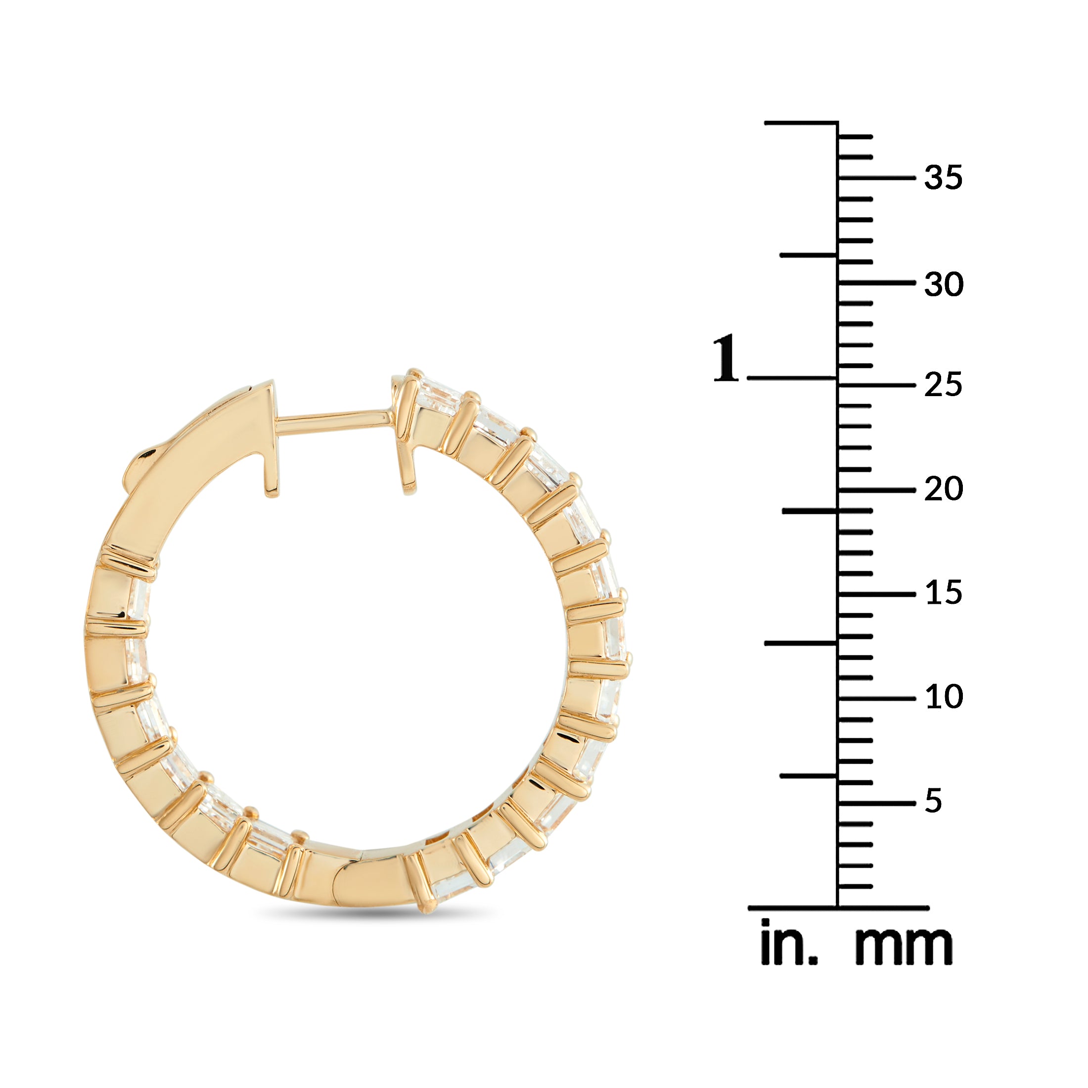 18K Yellow Gold 5.0ct Diamond Inside-Out Hoop Earrings