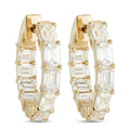 18k yellow gold inside-out hoop earrings with baguette-cut diamond accents