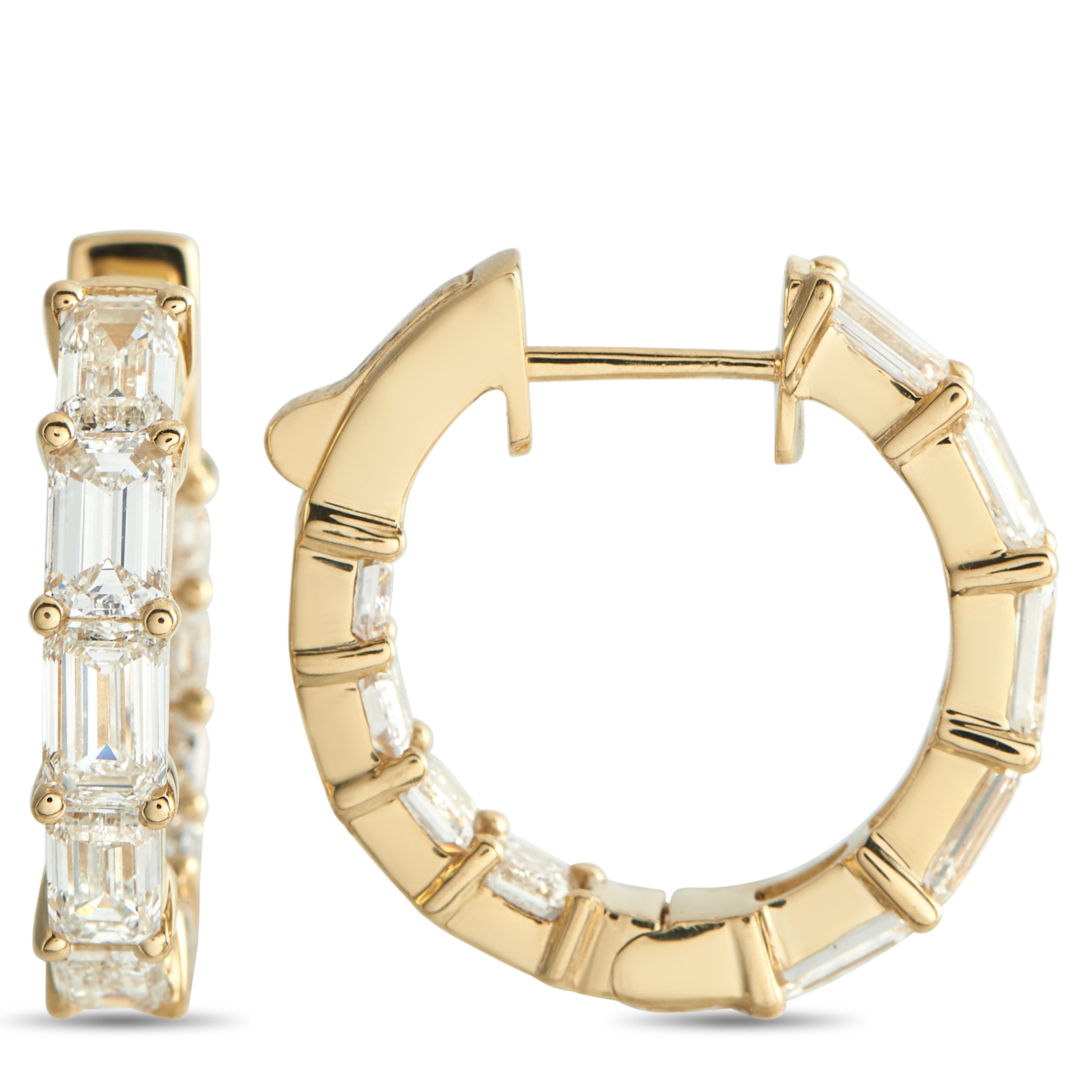 18K Yellow Gold 3.80ct Diamond Inside-Out Hoop Earrings