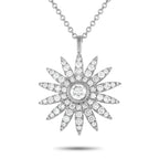 Exclusive 18K White Gold 1.80ct Diamond Sunflower Necklace – Sparkle and shine with this 18K white gold diamond necklace
