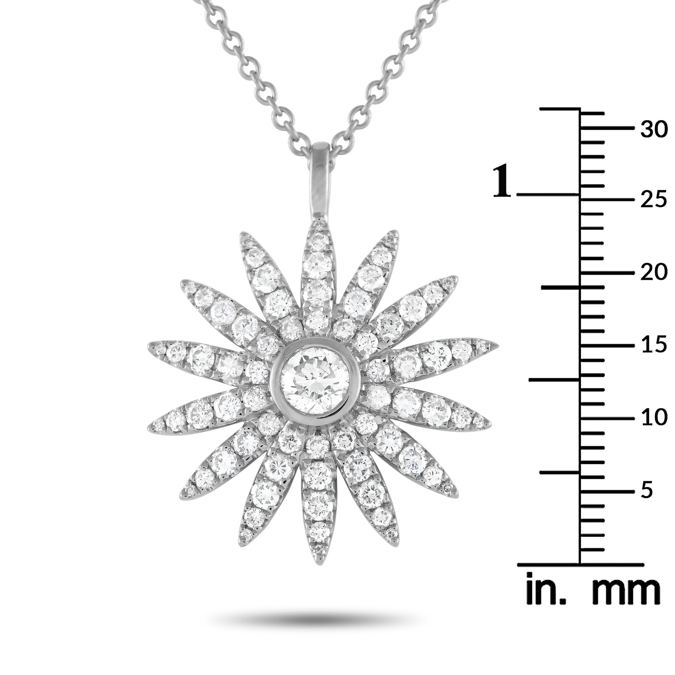 Exclusive 18K White Gold 1.80ct Diamond Sunflower Necklace