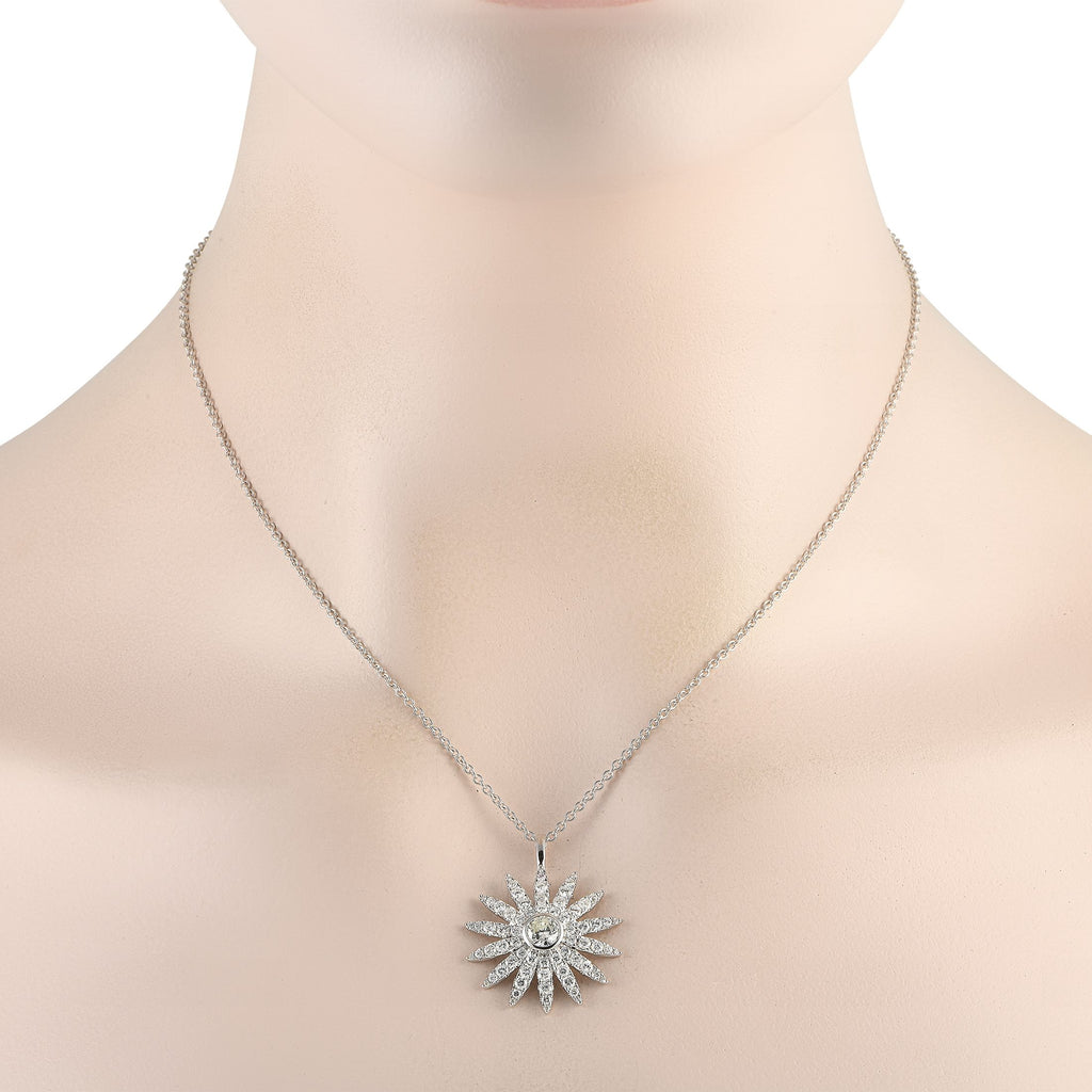 Exclusive 18K White Gold 1.80ct Diamond Sunflower Necklace