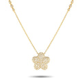 Yellow gold diamond necklace with four-petal clover pendant