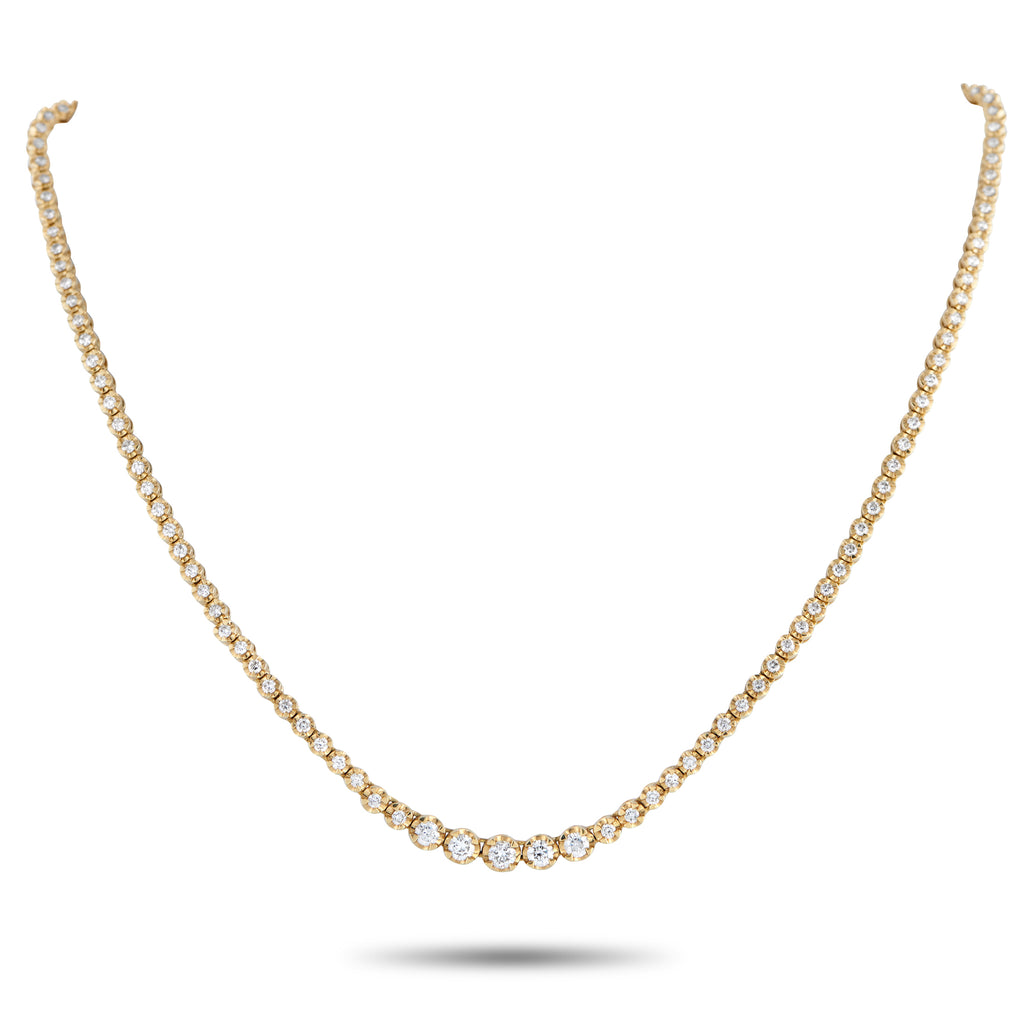18K Yellow Gold 3.0ct Diamond Line Necklace