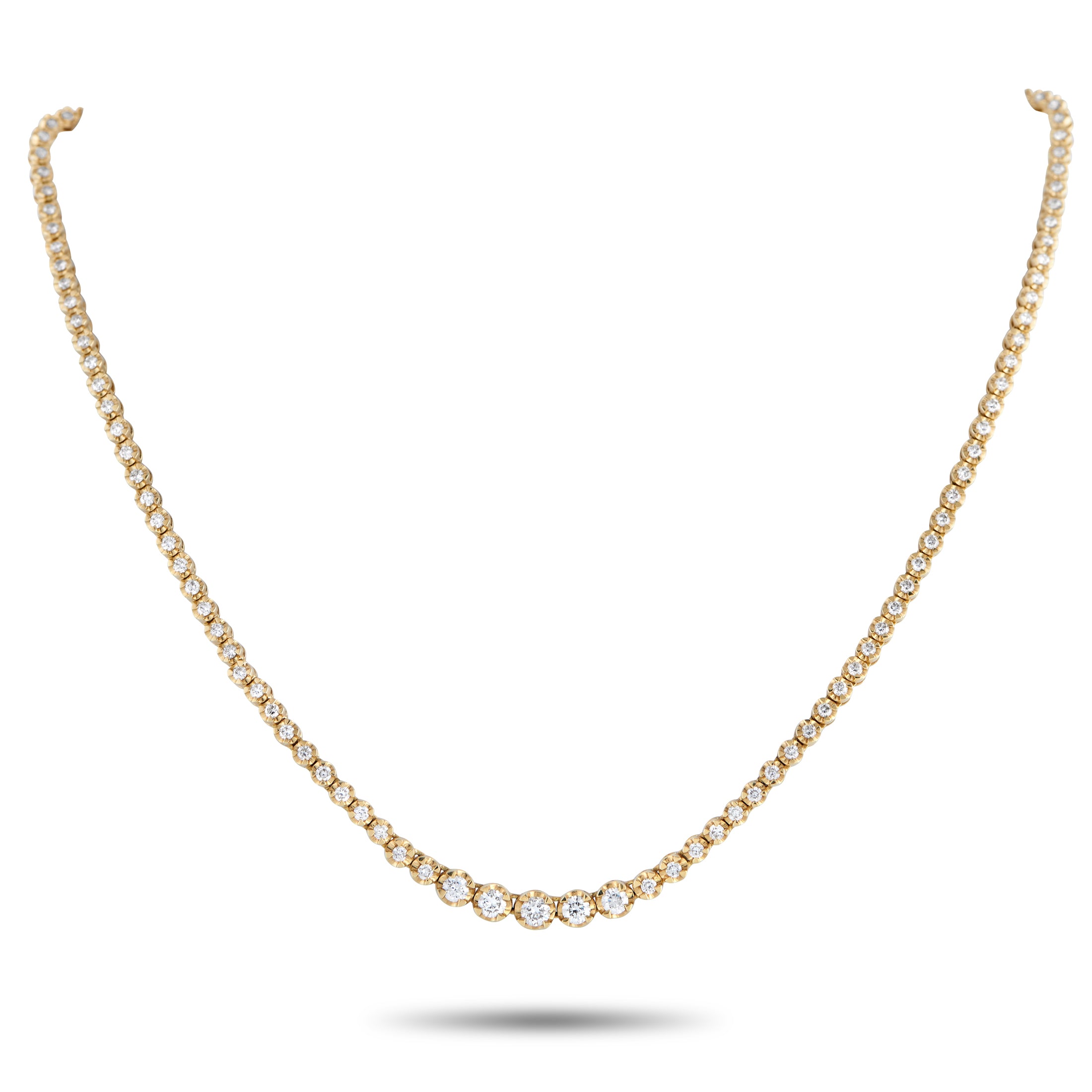 18K Yellow Gold 3.0ct Diamond Line Necklace