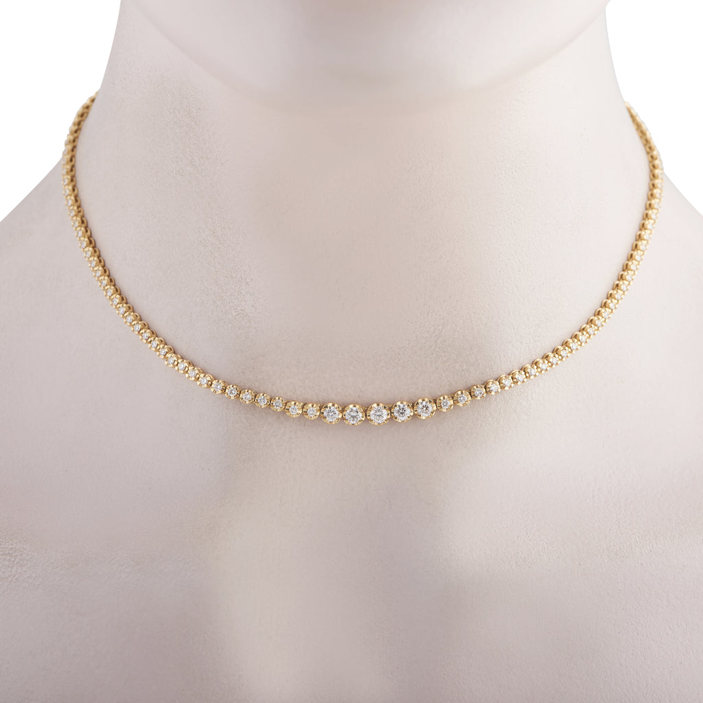 18K Yellow Gold 3.0ct Diamond Line Necklace