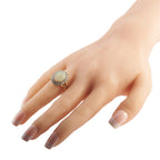 Antique 18K Yellow Gold 1.28ct Diamond and Opal English Ring