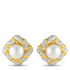 Exclusive 18K Yellow Gold 6.12ct Diamond and Mobe Pearl Clip-On Earrings MF21-111424 – These breathtaking earrings are design