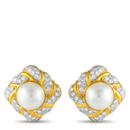 18K Yellow Gold 6.12ct Diamond and Mobe Pearl Clip-On Earrings