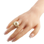 18K Yellow Gold 1.20ct Diamond and Pearl Ring