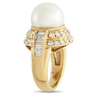 18K Yellow Gold 1.60ct Diamond and Pearl Ring