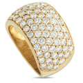 18K yellow gold wide diamond band ring with pavé-set round diamonds