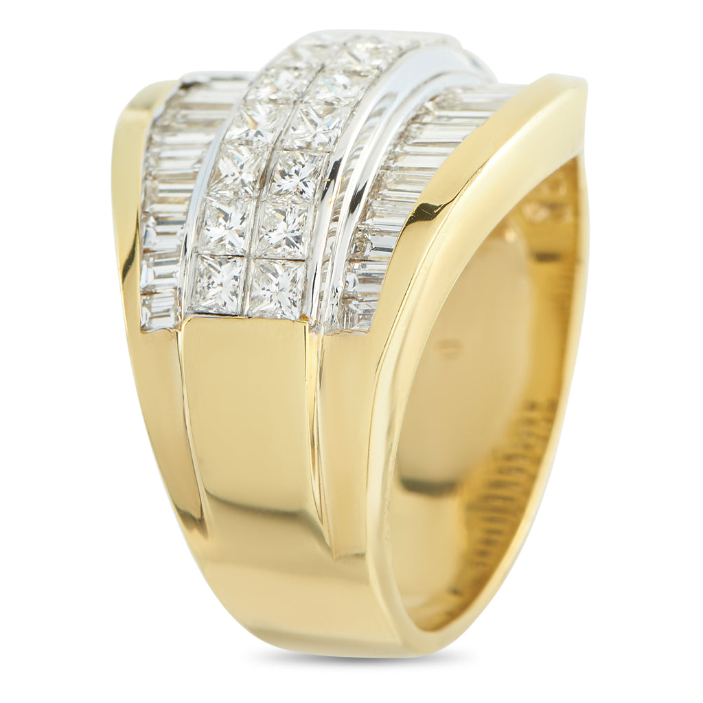 18K Yellow 3.50ct Gold Diamond Multi-Row Ring