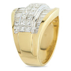 18K Yellow 3.50ct Gold Diamond Multi-Row Ring