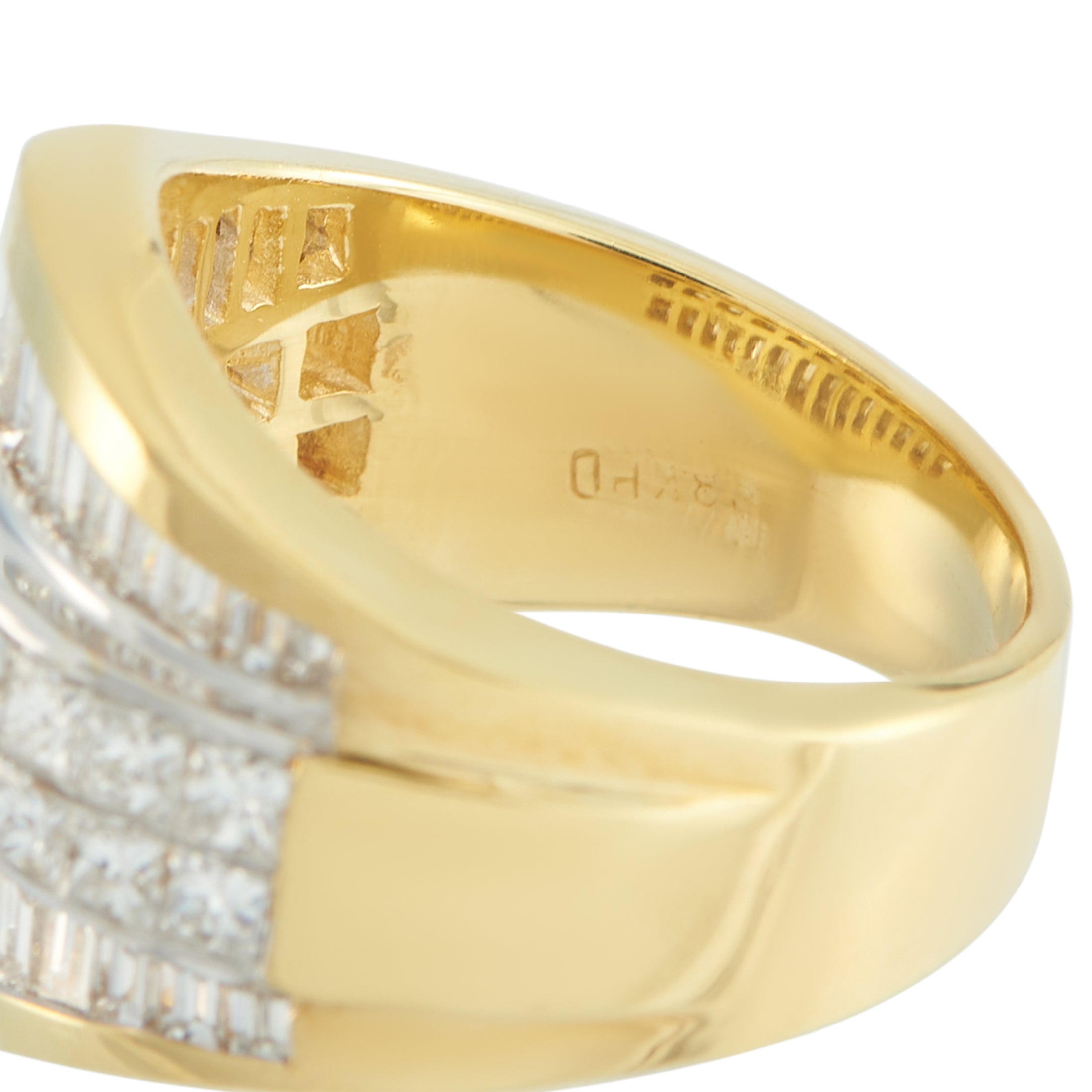 18K Yellow 3.50ct Gold Diamond Multi-Row Ring