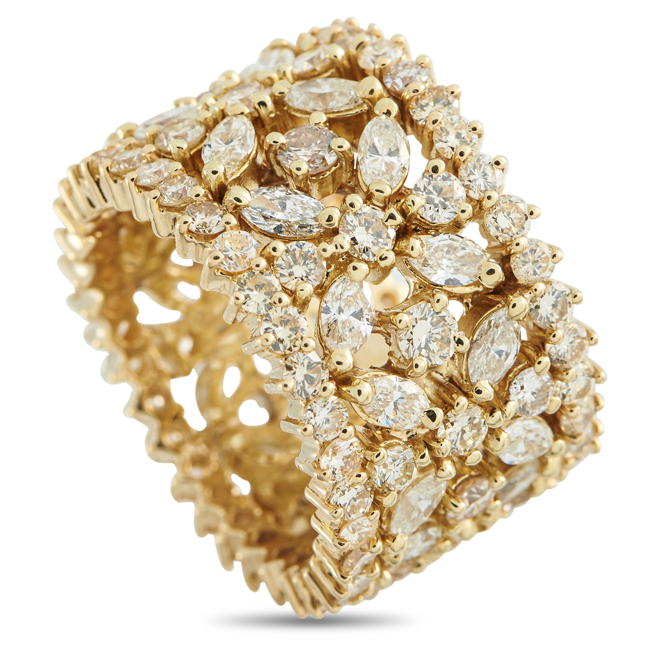18K Yellow Gold 6.20ct Diamond Wide Band