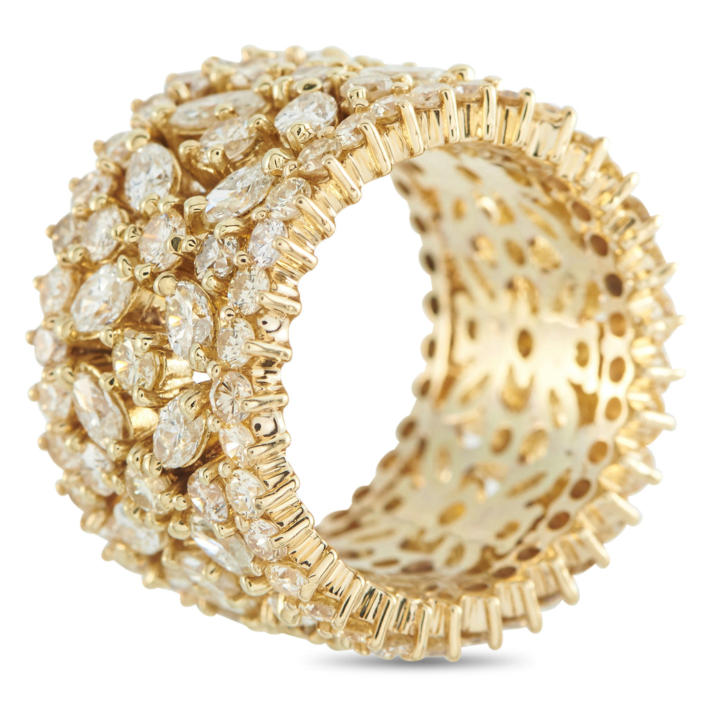 18K Yellow Gold 6.20ct Diamond Wide Band