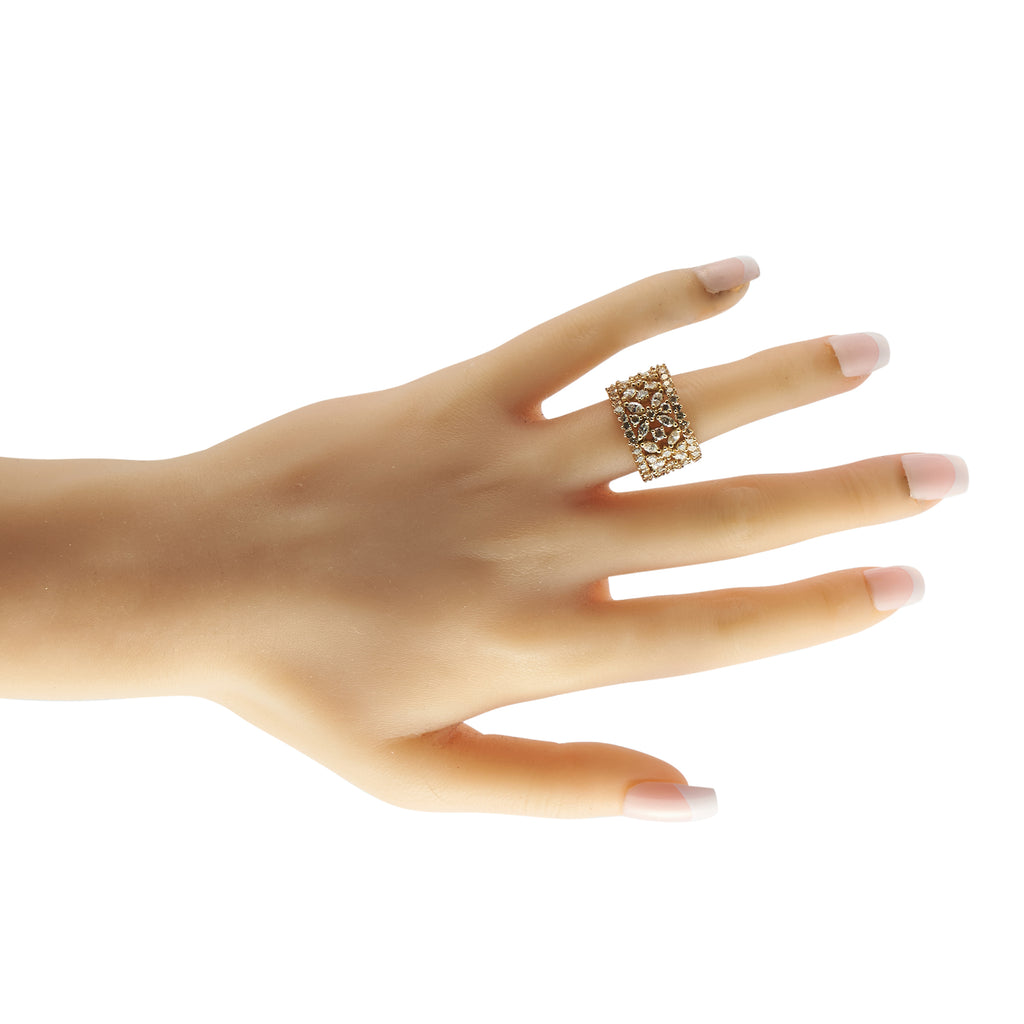 18K Yellow Gold 6.20ct Diamond Wide Band