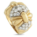 18K yellow gold diamond ring with round diamond clusters, sculpted polished setting