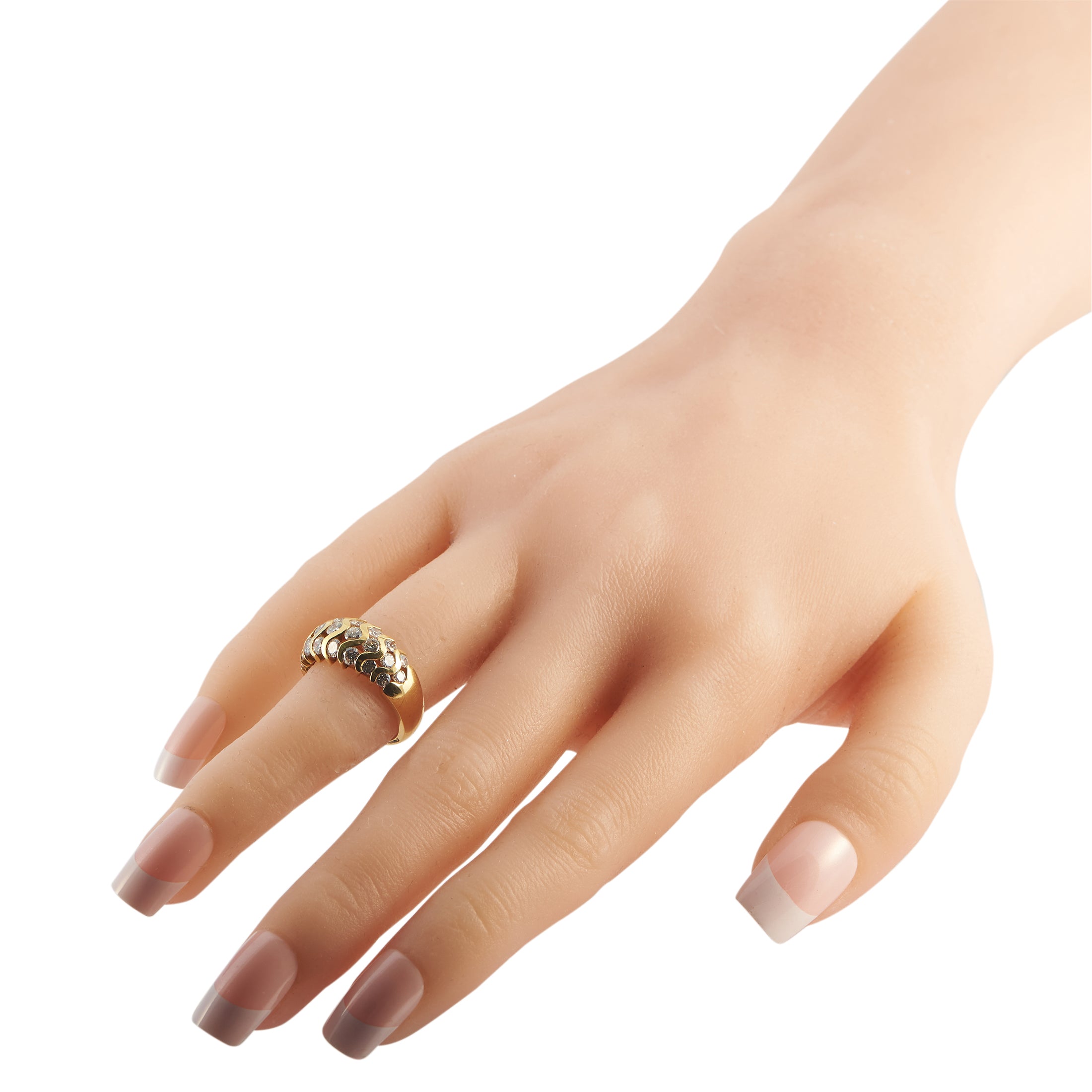 18K Yellow Gold 1.80ct Diamond Wave Ring