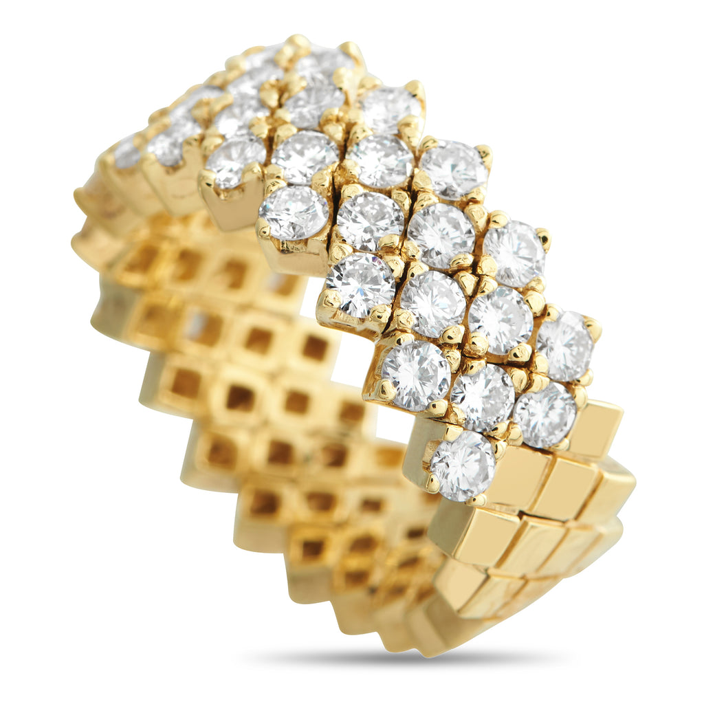 18K Yellow Gold 1.25ct Diamond Grid Ring