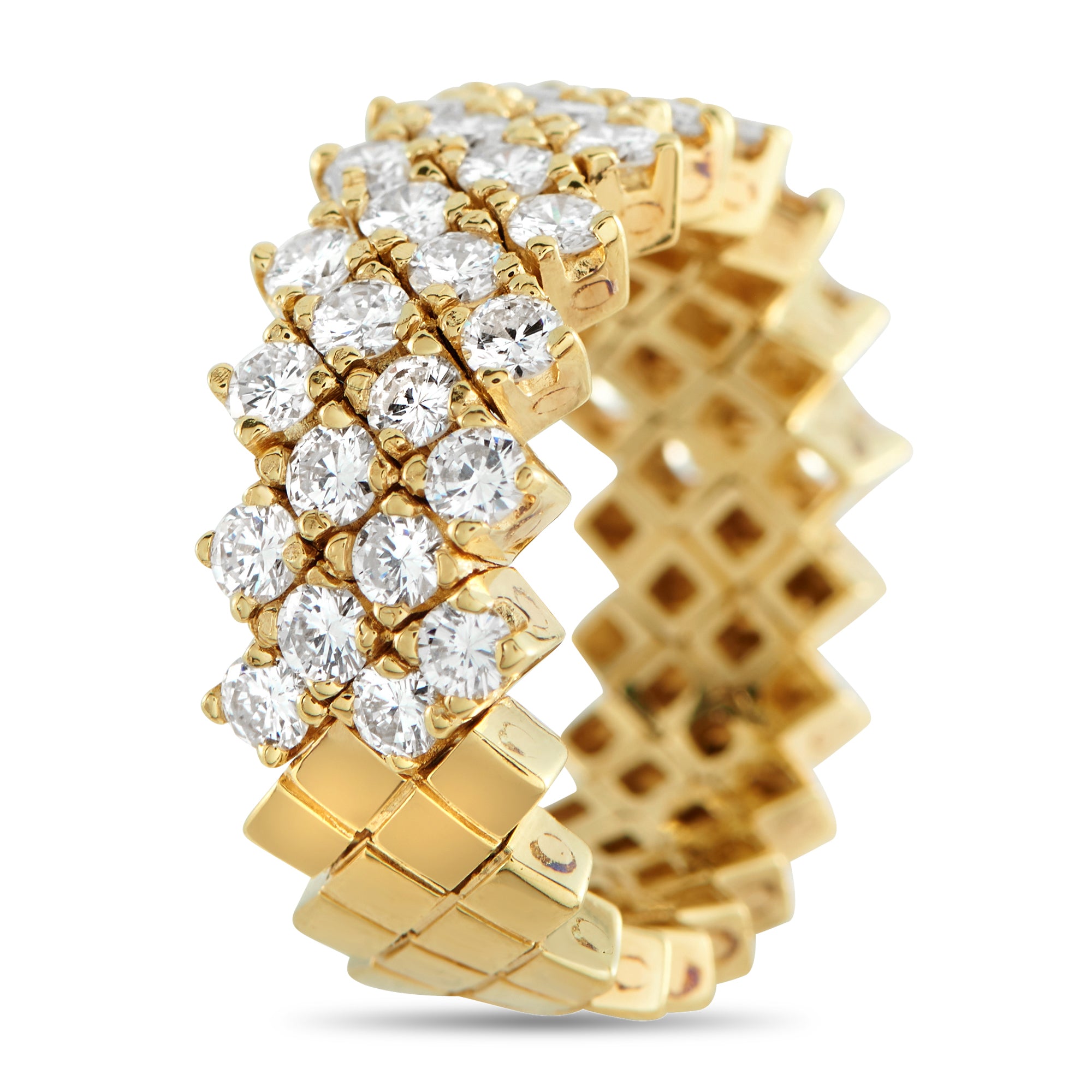 18K Yellow Gold 1.25ct Diamond Grid Ring