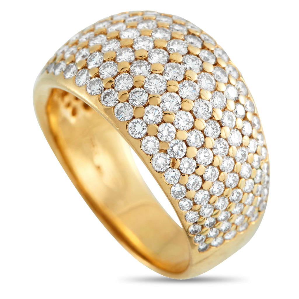 18K Yellow Gold 1.25ct Diamond Pave Dome Ring