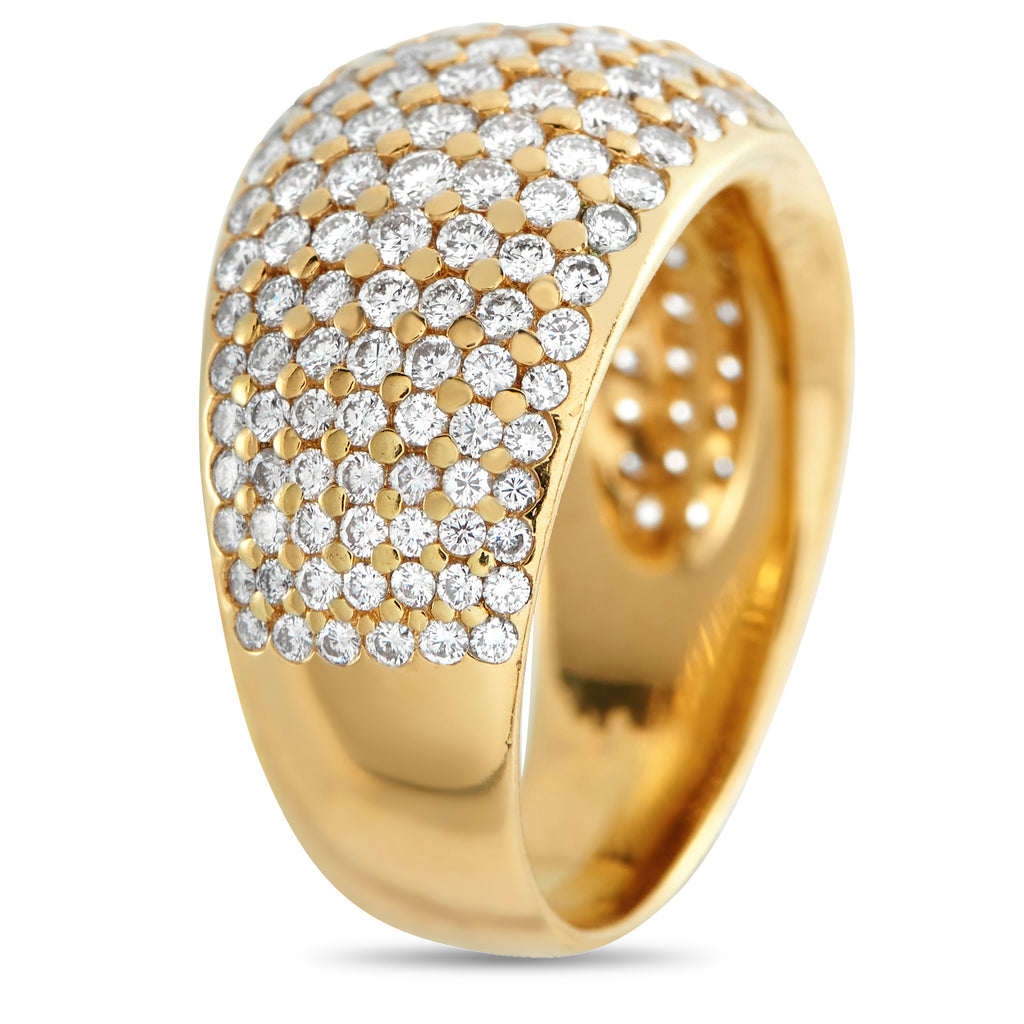 18K Yellow Gold 1.25ct Diamond Pave Dome Ring