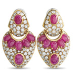 18K Yellow Gold 6.0ct Diamond and Ruby Earrings