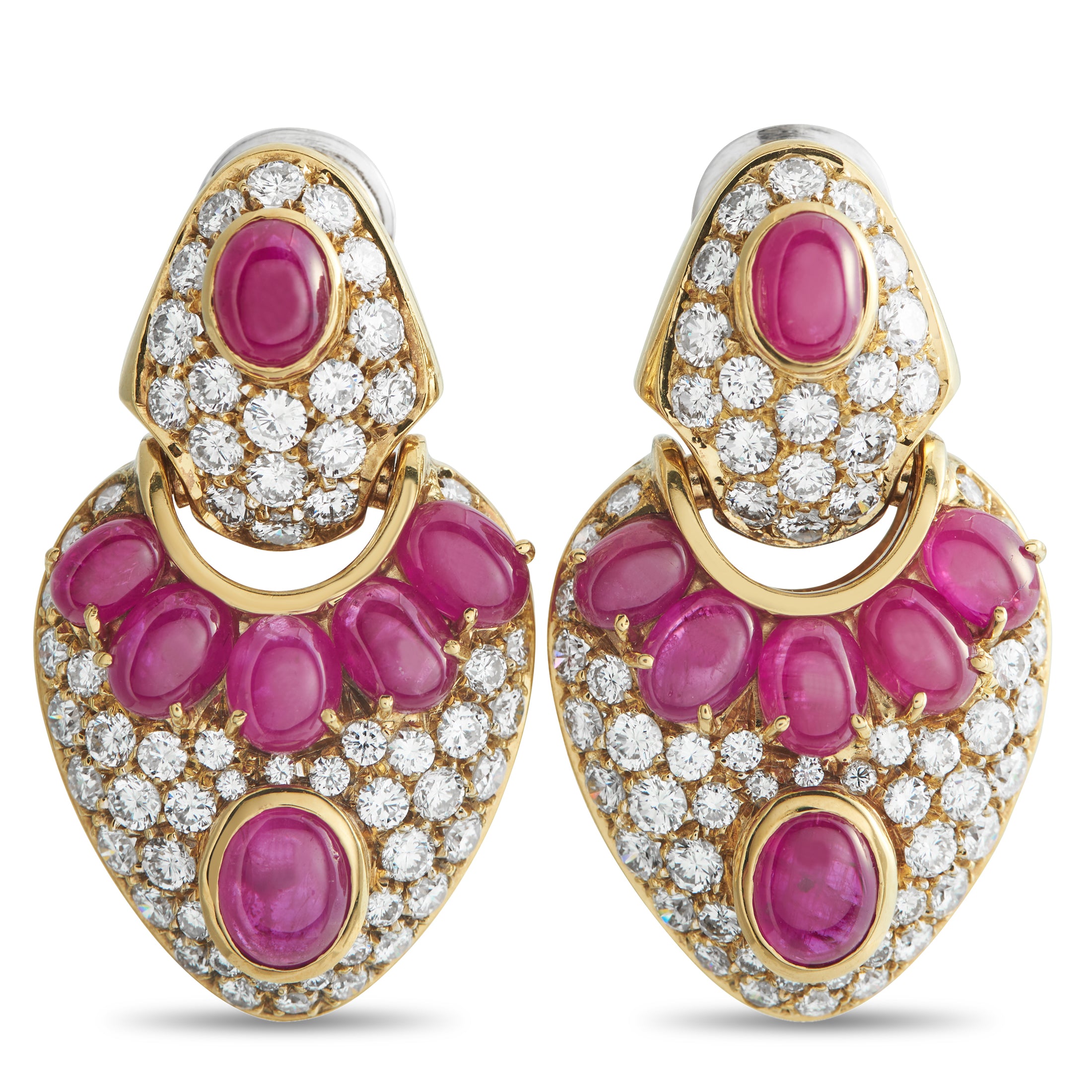 18K Yellow Gold 6.0ct Diamond and Ruby Earrings