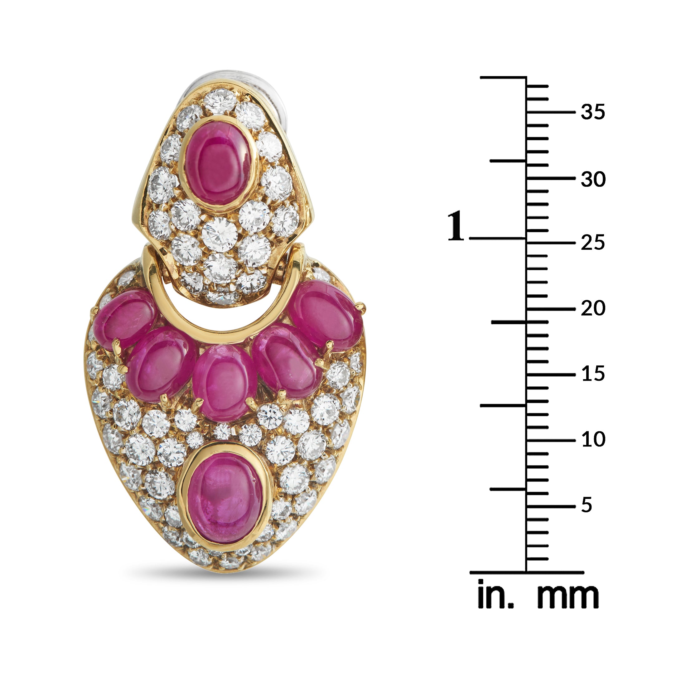 18K Yellow Gold 6.0ct Diamond and Ruby Earrings