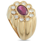 18K Yellow Gold 1.0ct Diamond and Ruby Ring