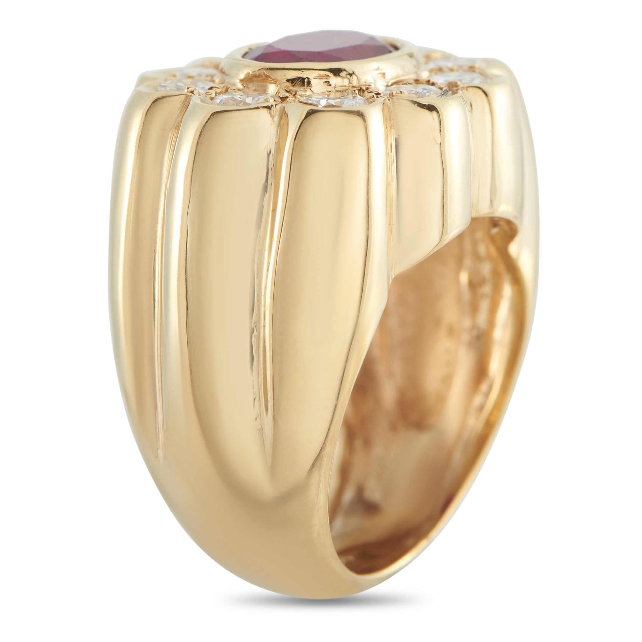 18K Yellow Gold 1.0ct Diamond and Ruby Ring