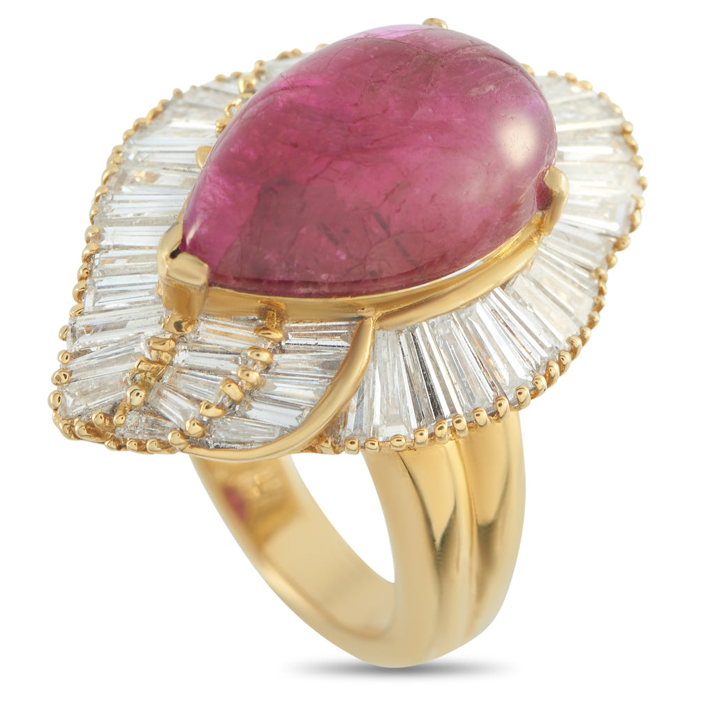 18K Yellow Gold 1.89ct Diamond and Ruby Ring