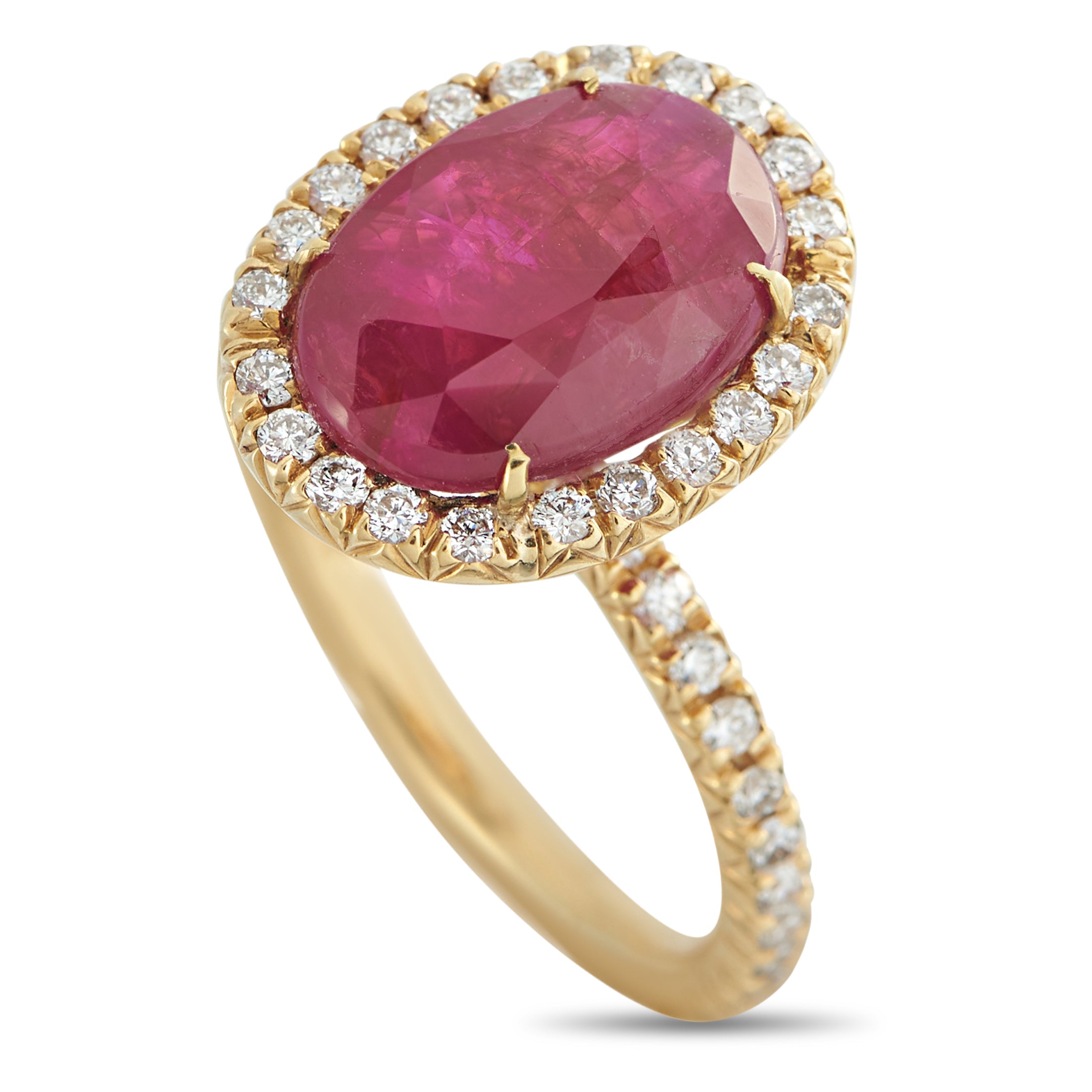 18K Yellow Gold 0.27ct Diamond and Ruby Ring