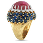 18K Yellow Gold 0.64ct Diamond, Ruby, and Sapphire Ring