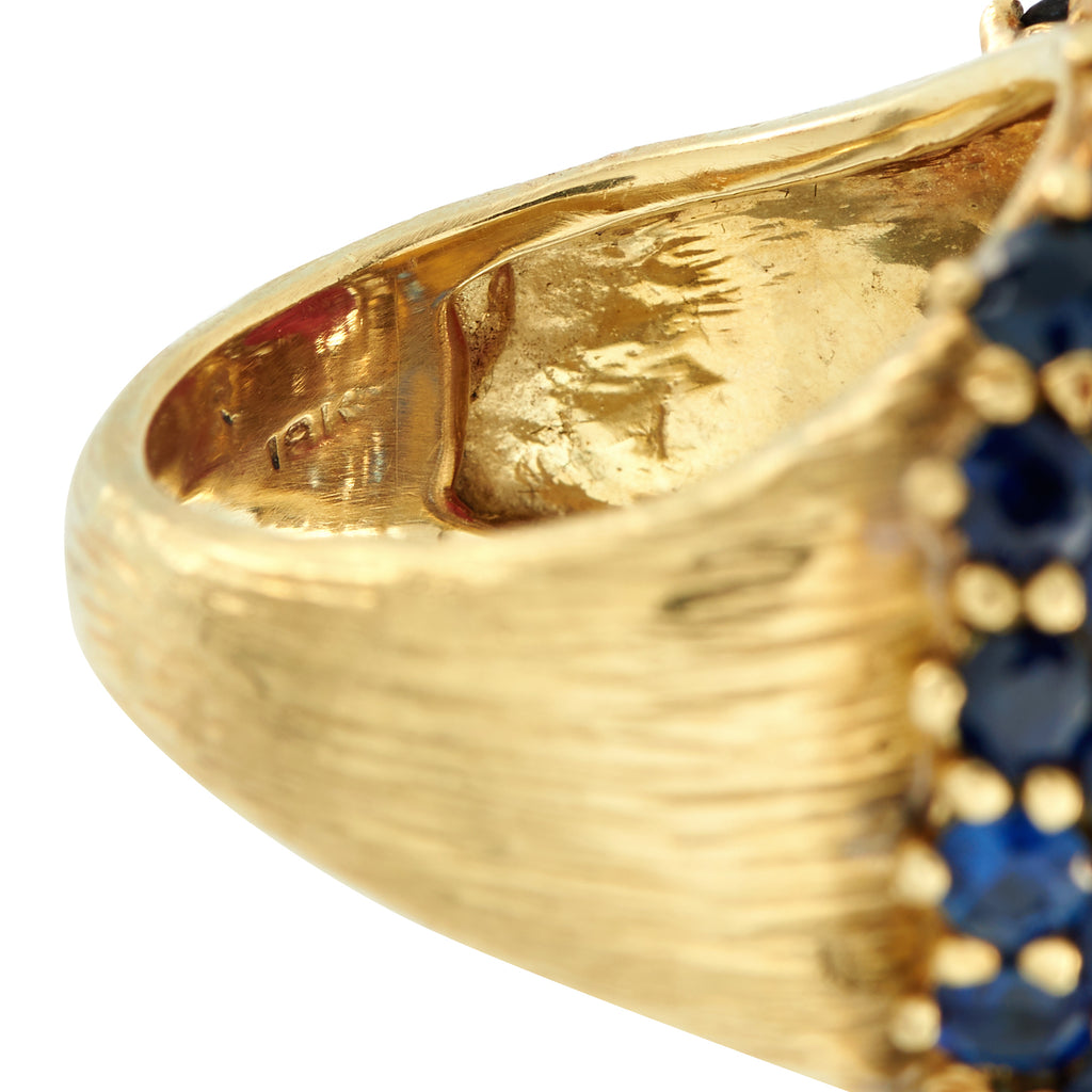 18K Yellow Gold 0.64ct Diamond, Ruby, and Sapphire Ring