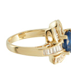 Exclusive 18K Yellow Gold 0.82ct Diamond and Sapphire Ring