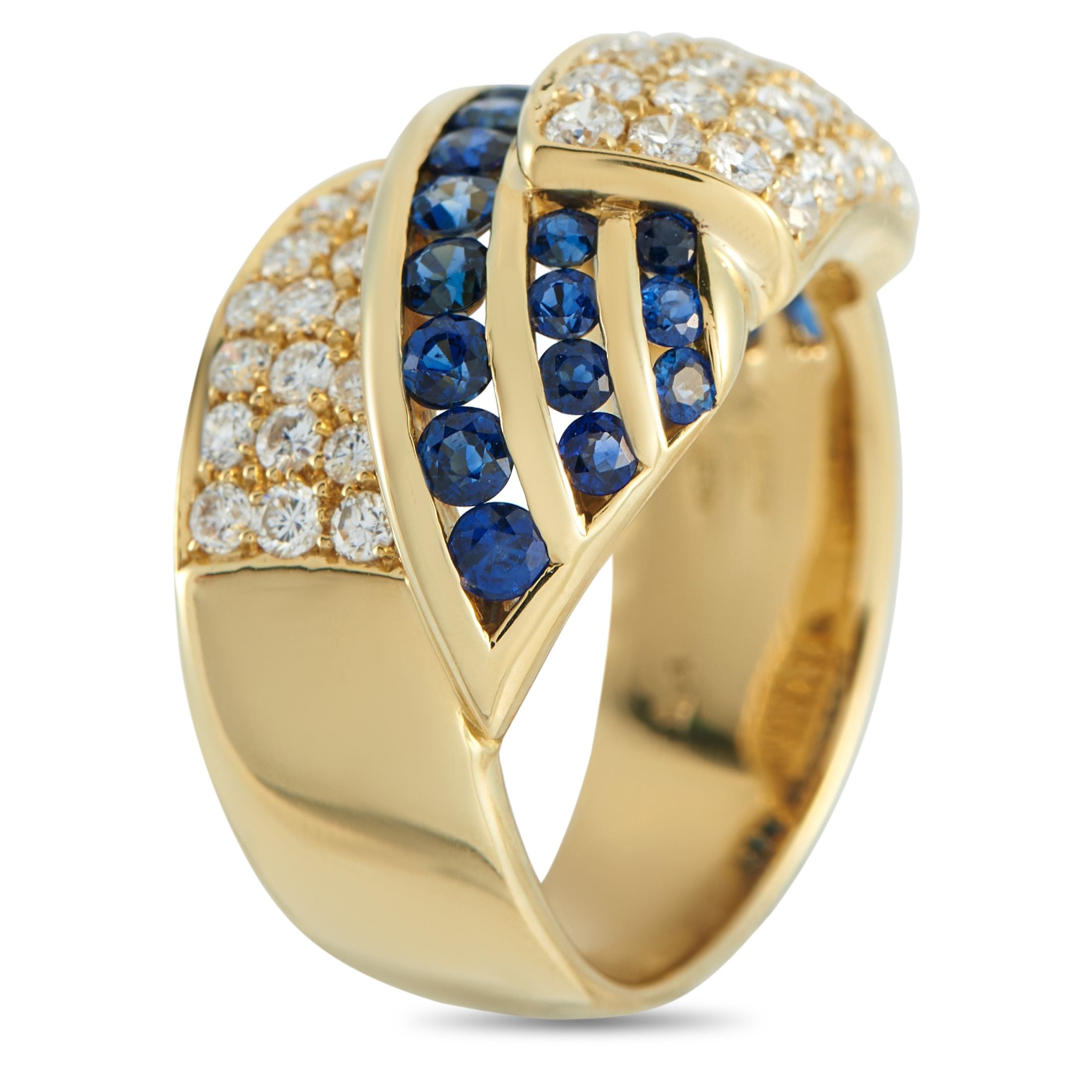 Exclusive 18K Yellow Gold 1.01ct Diamond and Sapphire Ring