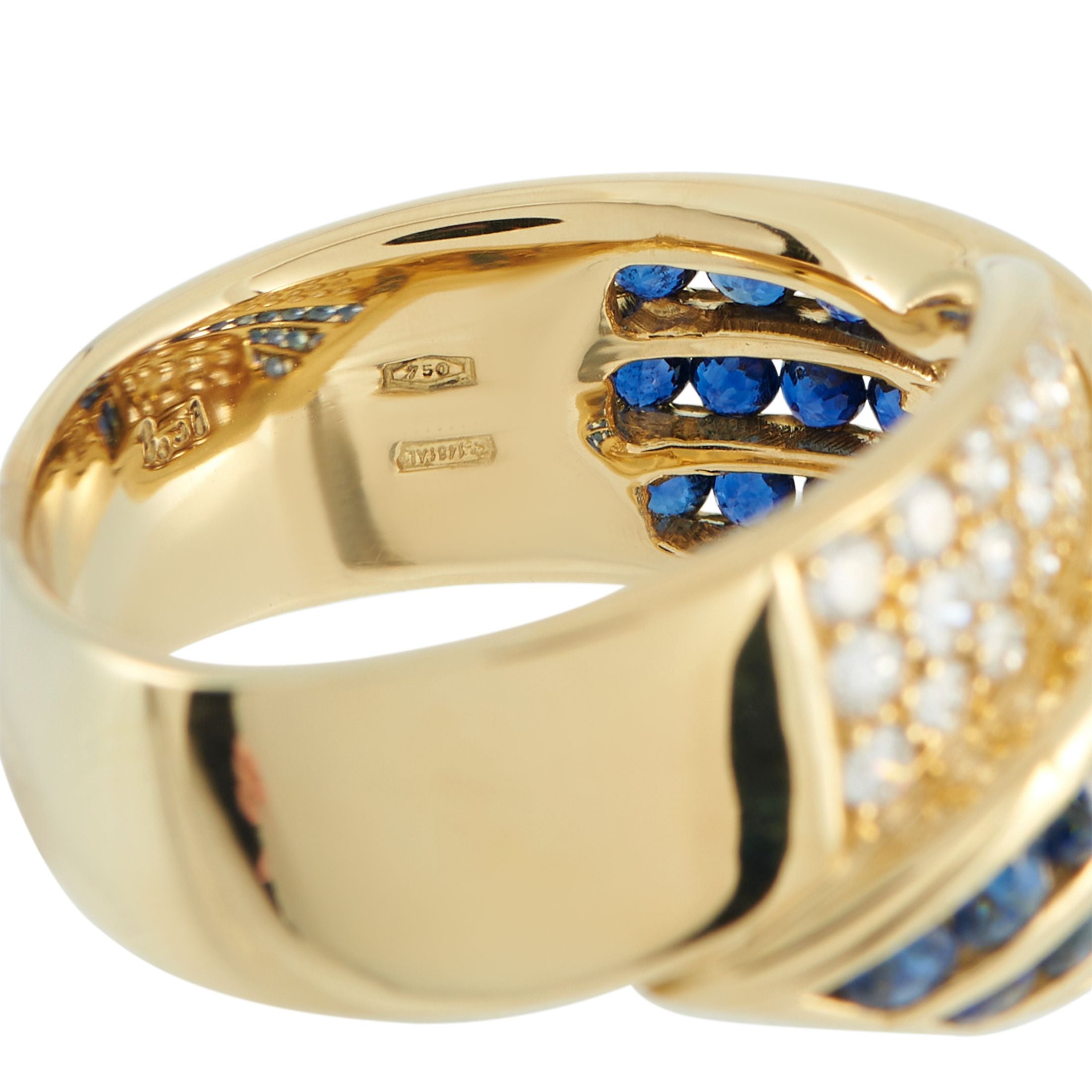Exclusive 18K Yellow Gold 1.01ct Diamond and Sapphire Ring