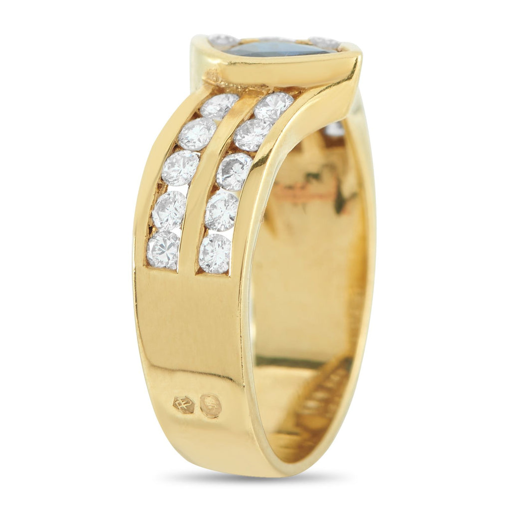 18K Yellow Gold 0.78ct Diamond and Sapphire Ring