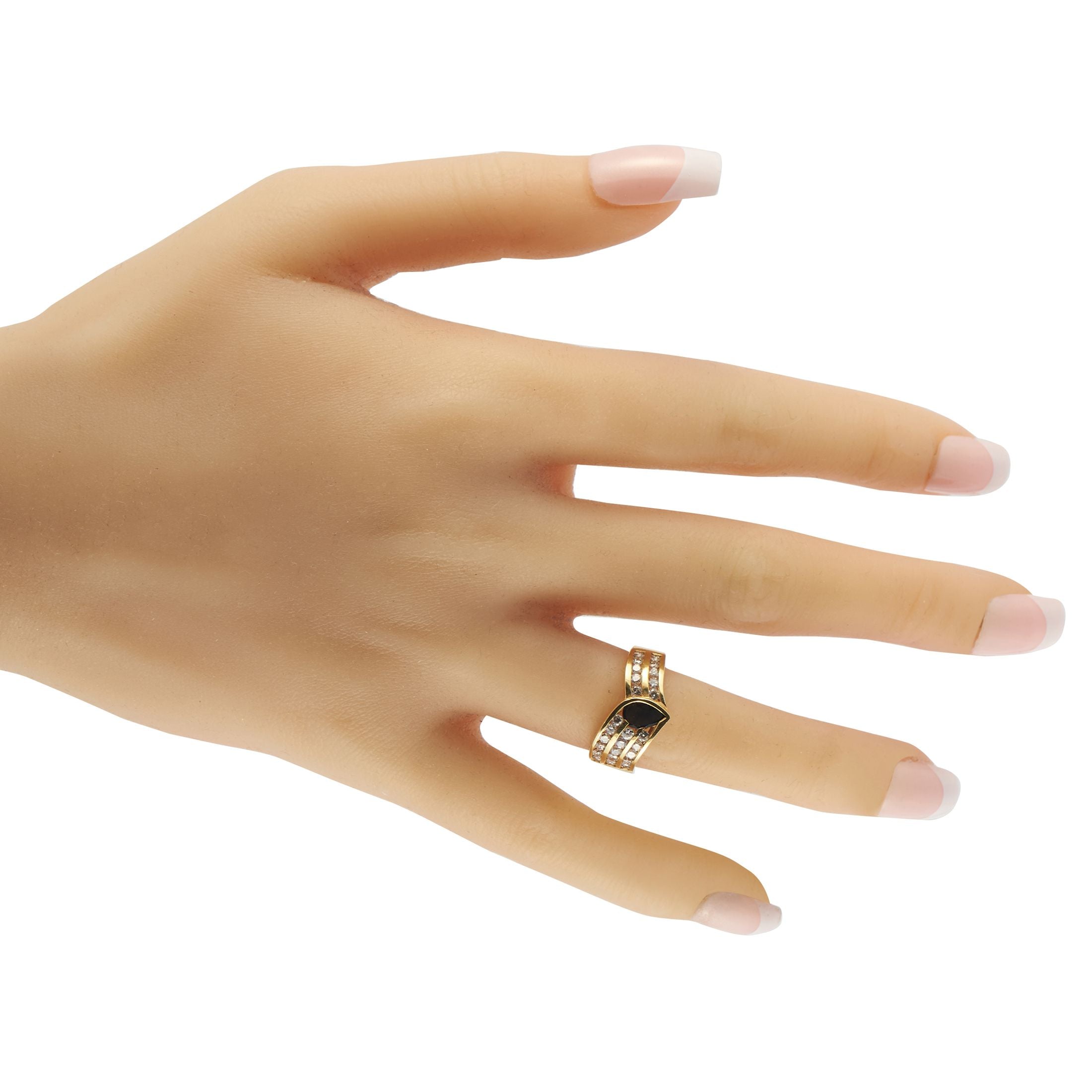 18K Yellow Gold 0.78ct Diamond and Sapphire Ring