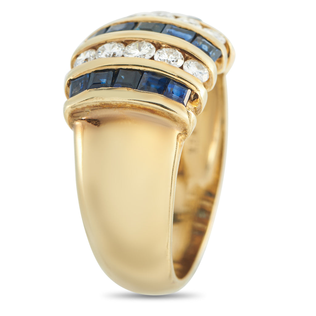 18K Yellow Gold 0.60ct Diamond and Sapphire Ring